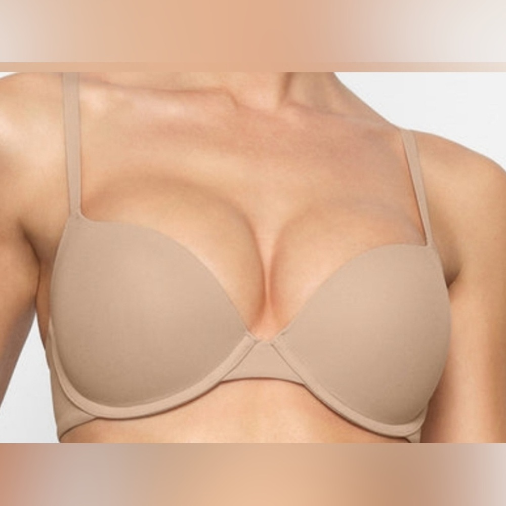 💕NWT SKIMS Fits Everybody SUPER Push Up Padded T-shirt Demi Bra Nude CLAY 34B